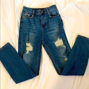 Fashion Nova distressed mom jean